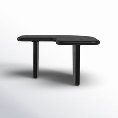 two black tables sitting next to each other on a white surface with one end facing the camera