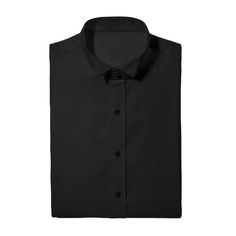 Color: Black
 	Style: Wingtip Collar
 	Cuffs: French
 	Fit: Regular Fit
 	Material: Luxe Microfiber Fitted Black Shirt With Fold-down Collar, Formal Black Cotton Top, Classic Black Formal Tops, Fitted Black Shirt With Collar, Classic Black Top For Business, Black Fitted Collared Top, Black Fitted Top With Fold Down Collar, Black Cotton Tops With Fold Down Collar, Black Cotton Top With Fold Down Collar