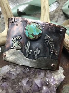 Fox and the Rabbit Leather Wide Cuff With Royston Turquoise and Distressed Leather, Artworks for Your Wrist - Etsy Silver Smithing, Cuff Bracelets Handmade, Indian Crafts, Royston Turquoise, Leather Cuffs Bracelet, Wide Cuff, Southwestern Style, The Rabbit, Distressed Leather