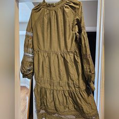 Marie Oliver Dress, Never Been Worn. Size Medium Spring Peasant Midi Dress With Long Sleeves, Peasant Style Midi Dress For Fall, Spring Peasant Knee-length Dresses, Spring Peasant Dress, Knee-length, Spring Peasant Style Knee-length Dresses, Olive Dress, Colorful Dresses, Size Medium, Womens Dresses