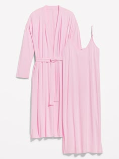 includes bathrobe and matching cami nightgown long-sleeved robe with removeable tie belt at waist cami nightgown has detachable clips at spaghetti straps built-in shelf bra for convenient nursing robe is relaxed through body and hits mid-calf nightgown is relaxed through body and hits above knee robe has on-seam side pockets model is approximately 5'9" and wears size m (8) Nursing Robe, Nightgown Long, Nightgown Set, Nursing Nightgown, Nightgown Robe, Mom Bag, Pregnancy Cravings, Nightgown Sets, Soft Robes