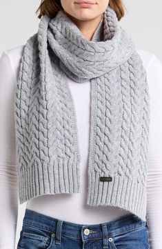 A chunky knit construction furthers the cozy charm of this soft scarf that'll complete your cold-weather look. 60% recycled polyester, 40% recycled acrylic Hand wash, dry flat Imported Cable Knit Scarf, Soft Scarf, Knit Scarf, Cole Haan, Chunky Knit, Cable Knit, Cold Weather, Nordstrom Rack, Scarf Accessory