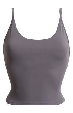 Narrow straps give a cami-hybrid look to a superstretchy tank ideal for workouts and active days. Scoop neck Adjustable straps Partially lined, with pockets to accommodate bra pads 75% nylon, 25% spandex Machine wash, tumble dry Imported Sporty Cami Tank Top With Built-in Bra, Gray Athleisure Tank Top With Built-in Bra, Sports Tank Top With Built-in Bra And Minimal Stretch, Yoga Tops With Built-in Bra And Second-skin Fit, Training Tank Top With Built-in Bra And Wide Straps, Workout Gray Tank Top With Built-in Bra, Athleisure Camisole With Built-in Bra, Gray Workout Tank Top With Built-in Bra, Workout Top With Built-in Bra And Second-skin Fit