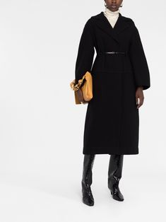 Jil Sander Belted Wool Coat - Farfetch Belted Wool Coat, Wool Coat Black, Jil Sanders, Leather Sweater, Belted Coat, Muted Tones, Fall Coat, Autumn Style, Fall Winter Style