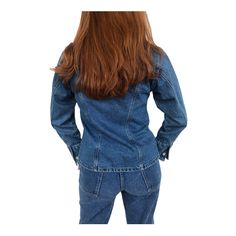 "Vintage 1980s medium wash fitted denim jacket MEASUREMENTS: Chest: 36\" Sleeve: 30\" Waist: 32\" Length: 25\" All measurements taken with garment laid flat. Modern Size Estimate: S/M CONDITION: Excellent Vintage Condition All items at Time Warp are vintage, so there is some wear. They may not be 100% free of minor defects, as they have already been loved. We list items by condition and note any flaws. Find us on Instagram: @timewarpbr INV 3029" Fitted Vintage Button-up Denim Top, Vintage Fitted Denim Top With Pockets, Fitted Vintage Denim Top With Pockets, Fitted Long Sleeve Denim Jacket In Medium Wash, Retro Fitted Button-up Denim Jacket, Vintage Fitted Button-up Denim Top, Classic Fitted Medium Wash Denim Jacket, Vintage Medium Wash Denim Top For Fall, Retro Fitted Medium Wash Denim Vest