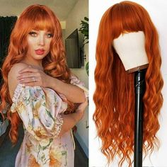 MISSWEN Female 24 inch Cosplay Wigs Copper Red Long Heat Resistant Synthetic Hair 1 Count per Pack  Heat Resistant Synthetic  Rose Net Cap Cosplay wig  Factory price Hair Type Water Wavy Hair Color Copper Red Hair Length 24 inch Hair Density 160% Density Hair Material100% Soft Heat Resistant Fiber up to 200 Degrees Centigrade Cap Size Medium Cap (22-22.5 Inch) with Adjustable Straps Immerse yourself in the luxurious world of long, flowing tresses with the Female Wig. Crafted with 100% heat-resis Water Wavy Hair, Wavy Hair Color, Hair Color Copper, 24 Inch Hair, Copper Red Hair, Copper Hair Color, Hair Net, Wig Stand, Mannequin Heads