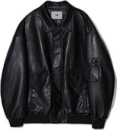 Vegan Leather, Bomber Jacket, Leather, Black