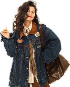 Casual Oversized Outerwear With Patches, Oversized Casual Outerwear With Patches, Casual Cotton Outerwear With Patches, Casual Long Sleeve Outerwear With Patches, Oversized Long Sleeve Denim Jacket With Patches, Casual Denim Blue Outerwear For Streetwear, Fall Cotton Grunge Denim Jacket, Fall Cotton Denim Jacket In Grunge Style, Casual Dark Wash Outerwear For Streetwear