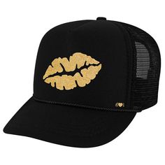 Muwah! I mean, is there anything cuter than a gold, glitter KISS?!?! This is an adult size trucker hat with a gold glitter embellishment. This color of the hat is customizable. Please send me a message when placing your order specifying your hat color selections. Please note, these Trendy Gold Baseball Cap With Curved Brim, Trendy Adjustable Gold Baseball Cap, Trendy Gold Cap, Trendy Gold Snapback Baseball Cap, Trendy Gold Snapback Hat, Casual Gold Trucker Hat With Curved Brim, Gold Snapback Hat One Size, Gold One Size Snapback Baseball Cap, Gold Snapback Baseball Cap