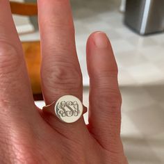 Signet Ring-Personalized Signet Ring-Monogram Ring-Gold Signet | Etsy Adjustable Sterling Silver Engraved Ring Stamped 14k, White Signet Ring For Anniversary, White Signet Ring With Round Band For Anniversary, Classic Stamped Round Band Ring, White Gold Monogram Initial Ring, Adjustable Stackable 14k Gold Rings, Adjustable Round Signet Ring Stamped 14k, Adjustable Silver Signet Ring Stamped 14k, Adjustable Engraved Initial Ring