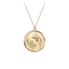 10K Yellow Gold Engravable Pisces Zodiac Medallion Necklace | Jewlr Pisces Zodiac Symbol, Pisces Necklace, Mens Engagement, Zodiac Symbols, Medallion Necklace, Pisces Zodiac, Wedding Watch, Special Jewelry, Watch Gifts