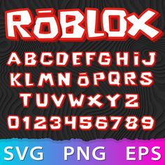 the font and numbers for roblox is shown in red, blue, green, purple