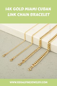 💪 Elevate your style with our 14K Gold Miami Cuban Link Chain Bracelet, a symbol of strength and elegance. Available in widths from 2.0 to 6.2 mm and lengths from 6" to 8.5", this customizable bracelet is perfect for any look, whether subtle or bold. Handcrafted to order and featuring a durable lobster claw closure, it's not just a fashionable piece but a lasting investment. 🌟✨ #LuxuryFashion #GoldBracelet Luxury Jewelry With Cuban Link Cable Chain, Luxury Bracelets With Adjustable Oval Link Chain, Luxury Oval Link Bracelet With Adjustable Chain, Formal Link Bracelets With Adjustable Chain, Formal Link Bracelet With Adjustable Chain, Luxury Gold Plated Cable Chain Bracelet, Elegant Gold Cuban Link Bracelet With Adjustable Chain, Luxury Gold-plated Cable Chain Bracelet, Gold Plated Cable Chain Bracelet For Formal Occasions