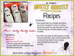 the recipe for ghosty ghosts is shown in an advertisement with instructions on how to make them