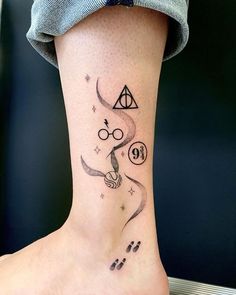 a harry potter tattoo on the ankle