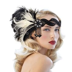 Flapper Girl Costumes, Hair Horn, Leaf Tiara, Flapper Girls, Gatsby Hair, Flapper Headpiece, Nail Makeup, Hairstyle Wedding, Flapper Headband