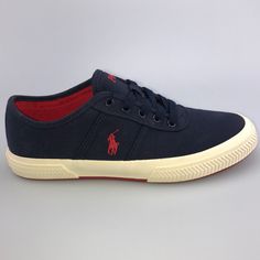 Upper Sole Canvas Rubber Sole Color Navy Blue/Red/Off White Navy Casual Sneakers With Leather Sole, Classic Blue Sneakers With Textured Sole, Blue Lace-up Sneakers With Leather Sole, Blue Sneakers With Contrast Sole, Blue Sneakers With Rubber Sole, Blue Canvas Shoes With Rubber Sole, Blue Casual Sneakers, Blue Flat Sneakers With Cushioned Footbed, Blue Low-top Canvas Shoes With Contrast Sole