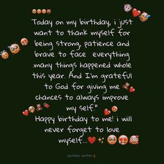 an image of someones birthday card with emoticions on it and the words happy birthday to my friend i just want to thank you