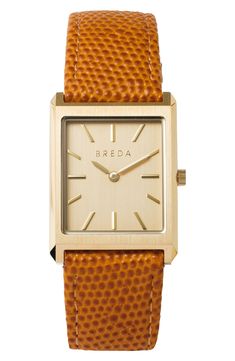 This watch has a vintage-inspired vibe with its square case, but the look is all modern with clean, minimalist styling and a sleek leather band. Style Name:Breda Virgil Leather Strap Watch, 26mm. Style Number: 6142761. Available in stores. Timeless Rectangular Watch For Everyday Use, Rectangular Brown Watches With Subdials, Brown Rectangular Watches With Subdials, Rectangular Quartz Watches For Everyday Use, Everyday Rectangular Watches With Metal Dial, Modern Brown Watches With Rectangular Dial, Modern Brown Watch With Rectangular Dial, Rectangular Leather Strap Watch For Work, Brown Watch With Diamond Hour Markers, Rectangular