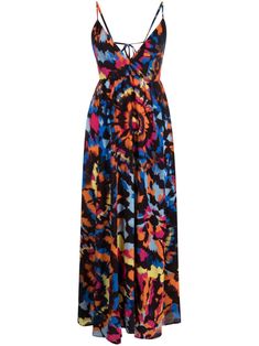 Multicolor Abstract Print V-neck Maxi Dress, Beachwear Multicolor Maxi Dress With Spaghetti Straps, Beachwear Multicolor Spaghetti Strap Maxi Dress, Multicolor Spaghetti Strap Maxi Dress For Beach, Multicolor Spaghetti Straps Maxi Dress For Beachwear, Multicolor Maxi Dress With Tie Back, Chic Printed Maxi Dress With Spaghetti Straps, Multicolor Print Spaghetti Strap Vacation Dress, Multicolor Print Spaghetti Strap Dress For Vacation