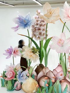 there are many different flowers in the vase