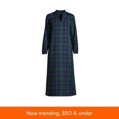 in stock Blackwatch Plaid, Flannel Nightgown, Night At Home, Winter Neutral, Mens Home, Long Sleeve Flannel, Wedding Watch, House Dress, Soft Flannel