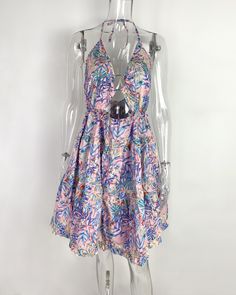 Fashion Sexy Print Halter Neck Strap Backless Dress Dress Item, Neck Strap, Product Name, Halter Neck, Backless Dress