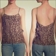 Helmut Lang Animal Print Wrap Style Camisole New Without Tags Silk Beautiful Perfect Condition Nw Never Worn Size Small Brown Summer Camisole Cami, Brown Camisole With Tank Straps For Spring, Brown Fitted Tank Top, Brown Summer Camisole, Brown Sleeveless Top For Night Out, Sleeveless Brown Tops For Night Out, Brown Fitted Top With Spaghetti Straps, Spring Brown Camisole, Brown Spring Camisole