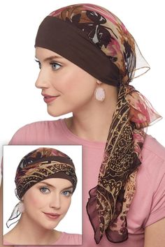 Lanie Pre Tied Scarf Cap | Ready Tie Head Scarves Tie Head Scarves, Chemo Head Scarf, Chemo Scarves, Head Scarf Tying, Ladies Head Scarf, Head Tie, Chemo Headwear, Hair Scarf Styles, Head Scarves