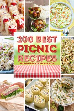 the cover of the book 200 best picnic recipes