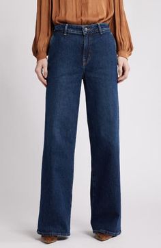 A dark-blue wash adds subtle polish to these high-waisted jeans cut from low-stretch denim so you can move easily through your day. Zip fly with button closure Side-seam pockets 77% cotton, 22% lyocell, 1% spandex Machine wash, tumble dry Imported Modern Cropped Leg Dark Wash Jeans, Modern Dark Wash Cropped Leg Jeans, Modern Dark Wash Cropped Jeans, Workwear Flare Jeans In Dark Wash Rigid Denim, Workwear Dark Wash Rigid Denim Flare Jeans, Modern Mid-rise Dark Wash Cropped Jeans, Modern High Waist Dark Wash Cropped Jeans, Modern High-waist Cropped Jeans In Dark Wash, Medium Wash Workwear Jeans Standard Cut