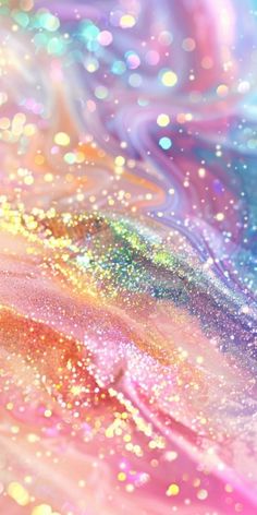 an abstract painting with many colors and sparkles