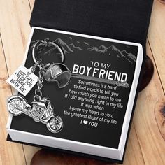 a box with a keychain that says to my boyfriend