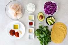 the ingredients for this meal include avocado, lettuce, and fish