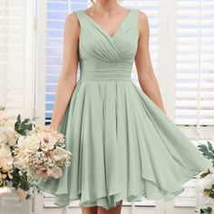 Questions? Leave A Comment Below! Knee Length Light Green Dress, Mint Green Dress Teen, Chiffon Dresses Midi For Juniors, Bridesmaid Dresses Short Sage Green, Dusty Sage Bridesmaid Dresses Short, Middle School Formal Dresses Green, Short Chiffon Bridesmaid Dress, Teenage Bridesmaid Dresses Short, Short Country Bridesmaid Dresses