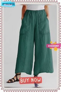 Solid Color Cotton Linen Pocket Wide Leg Pants Wide Leg Casual Pants, Plus Size Wide Leg, Cotton Linen Pants, Casual Wide Leg Pants, Shirts Vintage, Graphic Tees Vintage, Wide Leg Pant, Vintage Graphic, Linen Pants