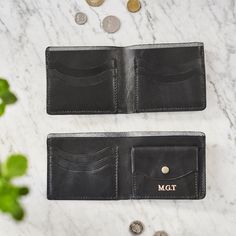 "This leather wallet combines beautiful leather and a functional design - the perfect personalized present for any special man! YOU CAN CHOOSE TO HAVE A COIN POCKET OR MORE CARD SPACE INSIDE TO CUSTOMISE IT TO YOUR NEEDS. (see drop down options section) Each wallet is handmade using our finest leather that has taken us over 2 years to perfect. It's soft and characterful with a beautiful natural grain - it's a joy to use and it will develop a beautiful patina with use. Each leather wallet is care Customized Leather Wallet With Rfid Blocking, Personalized Leather Trifold Wallet Gift, Personalized Leather Trifold Wallet For Everyday Use, Personalized Leather Wallet Rectangular, Customizable Leather Wallets For Gifts, Customizable Leather Wallets As Gifts, Customizable Leather Bifold Wallet, Customizable Leather Wallets, Customizable Leather Wallets For Everyday