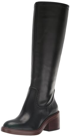 PRICES MAY VARY. Leather Material Boot - Knee Boot Zipper Closure Winter Going Out Shoes, Style Tall Black Boots, Black Knee High Boots Outfit Going Out, Knee High Flat Boots Outfit, Rider Boots Outfit, Fall Boots Black, Chicago Fits, Dresses With Thigh High Boots, How To Wear Thigh High Boots