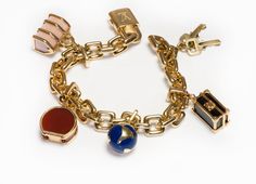 Louis Vuitton 18K Gold Luggage Padlock Charm Chain Bracelet Louis Vuitton Bracelet, Coral And Blue, Buy Louis Vuitton, Charm Chain, Gold Charm Bracelet, Bracelet Chain, Lv Monogram, White Coral, Enamel Bracelet