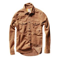 Relwen Soft Brushed Utility Workshirt - Tobacco Canvas | Long Sleeve Shirts | Huckberry Brown Cotton Utility Top, Brown Cotton Top With Flap Pockets, Utility Unstructured Top With Patch Pockets, Unstructured Utility Top With Patch Pockets, Outdoor Button-up Tops With Flap Pockets, Utility Style Unstructured Long Sleeve Shirt, Classic Brown Shirt With Patch Pockets, Unstructured Long Sleeve Utility Shirt, Rugged Relaxed Fit Button-up Shirt