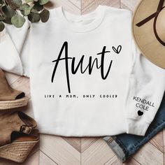 Aunt Like a Mom Only Cooler Sweatshirt CL01 Cute and Creative Designs: Exquisite and lovely patterns, special elements make the perfect designs. The people who wear them will be proud. At the same time, they also show the love for family. Suitable for many occasions such as Christmas, Father's Day, Mother's Day, birthday This classic crew-neck sweatshirt is an essential basic item for anyone’s wardrobe. The ribbed cuffs on the sleeves and waist are reinforced, and the high-quality cotton ensure Like A Mom, Mom Sweatshirt, Silhouette Projects, Be Proud, Creative Designs, Creative Design, Mother's Day, Father's Day, Hobbies