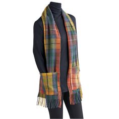 Scottish Tartan Wool Pocket Scarf - Tartan Wool Skirt, Wool Blanket Scarf, Fleece Pocket Scarf, Scarf Pockets, Mantel Scarf, Pocket Scarf, Tartan Plaid Scarf, Pocket Scarves, Merino Wool Scarf