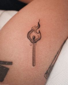 Soul Fire Tattoo, Fire Match Tatoos, Flaming Match Tattoo, Torch Tattoo Small, Burning Match Tattoo Design, Cross On Fire Tattoo, I Am The Fire Tattoo, Single Flame Tattoo