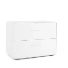 two white drawers sitting next to each other