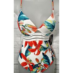 Vince Camuto Printed One-Piece Swimsuit White Size 8 Offers Are Always Welcomed. White One-piece Swimwear With Tropical Print, Orange Lined Swimwear For Vacation, White Fitted Swimwear With Tropical Print, White Fitted Tropical Print Swimwear, Fitted White Tropical Print Swimwear, Fitted Orange Tropical Print Swimwear, Orange Tropical Print Swimwear For Spring, Orange One-piece Swimwear With Floral Print, Spring Tropical Print Orange Swimwear