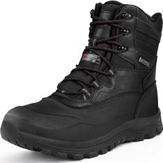 a pair of black boots with red laces on the outstep and side zipper