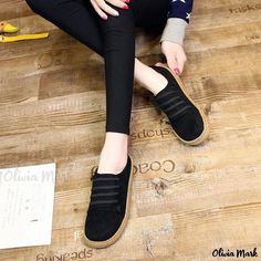 Olivia Mark - Suede Cowhide Sole Running Shoes Women Casual Flats, Flat Loafers, Ankle Strap Shoes, Girly Shoes, Loafers Shoes, Shoes Comfortable, Sole Shoes, Sandals For Sale, Womens Sandals Flat