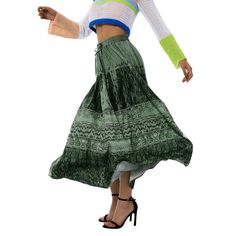 Women 's Fairy Grunge Midi Skirts High Waist Art Print A-Line Long Skirt Y2k 2022 Fashion 90s Midi Skirt Y2k, High Waist Midi Skirt, Harajuku Aesthetic, Long Floral Skirt, Green Y2k, High Waist Long Skirt, Fashion 90s, Skirt Y2k, Stylish Skirts