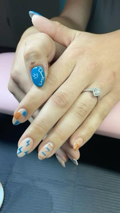 My western engagement nails!! Western Dip Nail Ideas, Bright Western Nails, Nails Western Design, Teal Western Nails, Nfr Nails Designs, Blue Western Nails, Nail Inspo Western, Zach Bryan Nails, Simple Country Nails