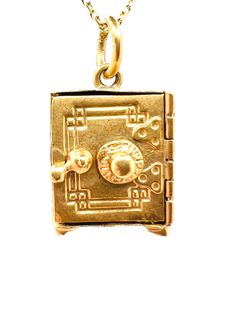 Creative Vintage 14K Yellow Gold Safe Charm with Dollar Bill Inside Door Opens A perfect gift for your loved one for any special occasion or holiday!  Total Pendant Weight: 5.00g Pendant Length: 15.07mm Pendant Width: 12.67mm Necklace not included. There is an additional charge of $150 if necklace is needed.  Item will be placed in a gift box. * Inside Door, Emerald Diamond Ring, Engagement Ring Diamond Cut, Dollar Bill, Door Opener, Vintage Heart, Yellow Gold Earring, Link Necklace, Beautiful Earrings